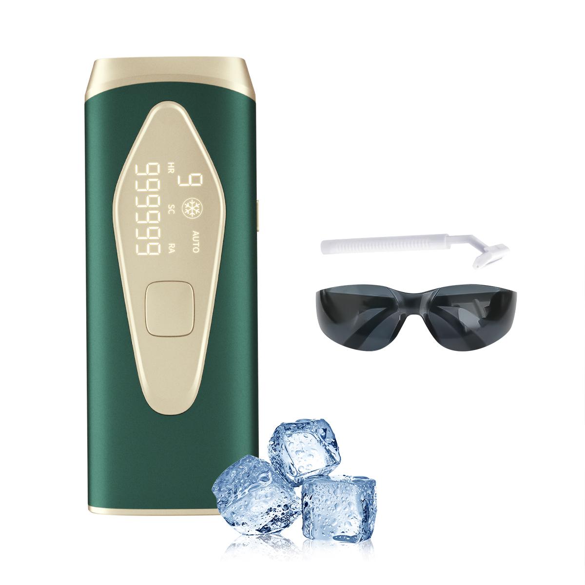 

Wireless IPL Hair Removal Device Sapphire Ice Cooling Rechargeable Painless for Home зелений