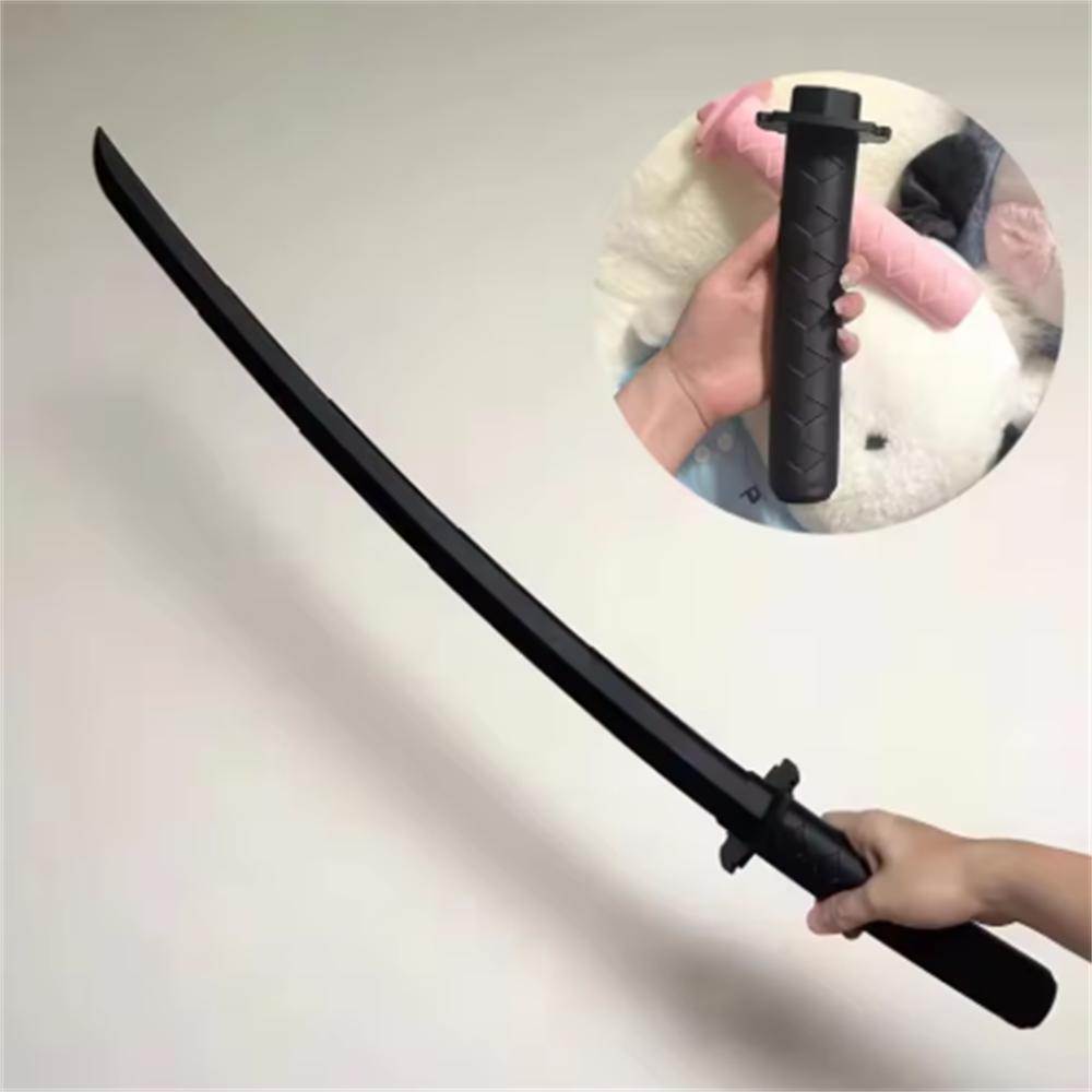 3D Printed Props Sword Black Warrior Blade Creative Model Retractable Katana Sword Radish Blade Collection Stress Relief Gift
