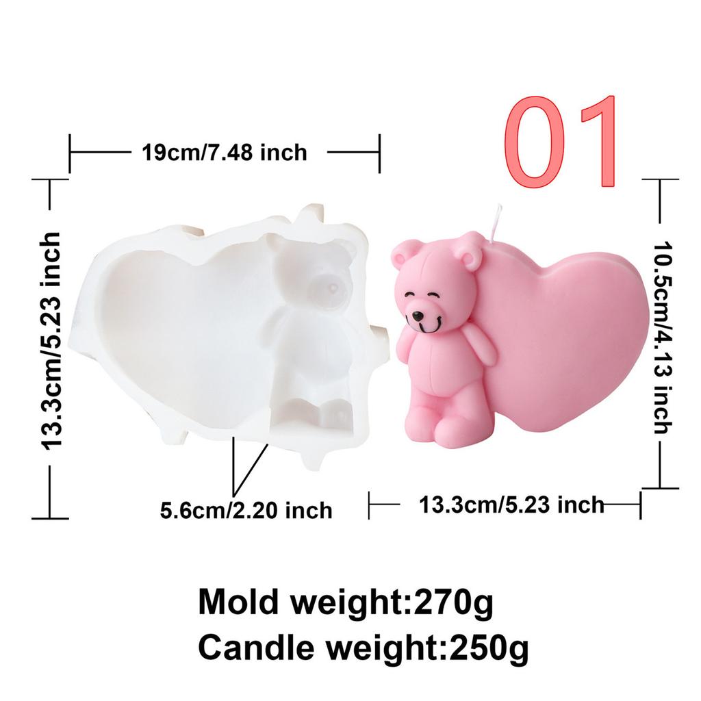 3D Cartoon Animal Dogs Bears Silicone Candle Mold Pet Teddy Puppy Mould Dog Scented Handmade Craft Resin Plaster Mould