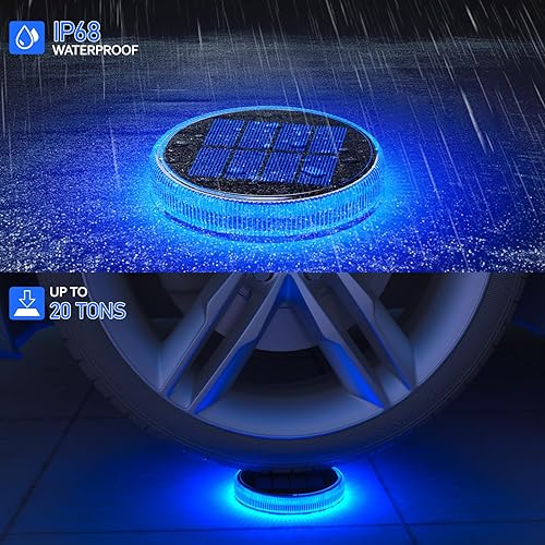 Hot Outdoor IP68 Solar Powered Blue Deck Lights 4 Pack Ground Pathway Driveway Garden Lamp Led Step Lights Landscape LiFePO4