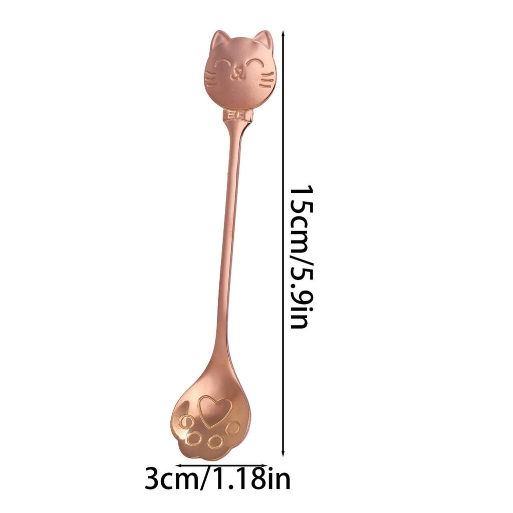 Stainless Steel Cat Claw Coffee Spoon Small Stirring Spoons Ice Cream Cake Dessert Teaspoon Scoops Tableware Kitchen Tools