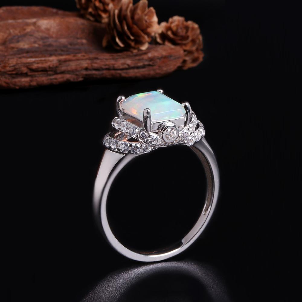 Natural Opal Ring 7*9mm Big Ethiopia Opal 925 Sterling Silver Fine Jewelry for Women Daily Wear Nice Gift