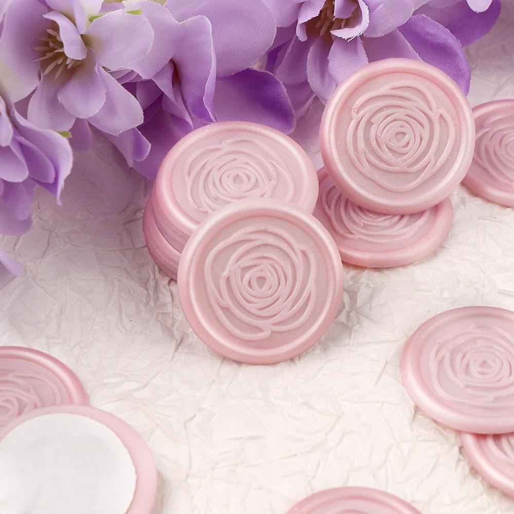 25pcs Peony Wax Seal Stickers - Pink Wedding Invitation Envelope Botanical Seal Stickers, Self- Adhesive Antique Gold Stickers,