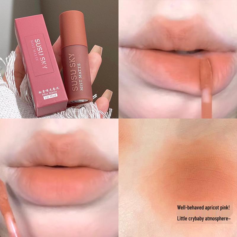 

SUSU SKY Powder Mist Velvet Matte Lip Gloss: Silky, Non-Drying, Complexion Enhancing, Student-Friendly. 1.5g