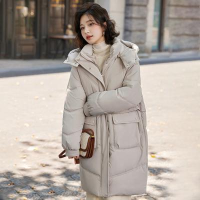 Winter Down Coat Neck Protection Stand Collar Padded Hooded with Pockets