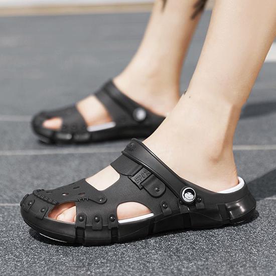 Cave Shoes for Men, Sandals for Summer Fashion, Breathable Beach Shoes for Outdoor Wear, Dual-purpose Sandals with Men's Toe Caps, Slippers