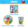 Cartoon Blocked Number Theme Birthday Party Decoration Building Background Plate Cup Balloon Backdrop Photography Prop Kid Gifts