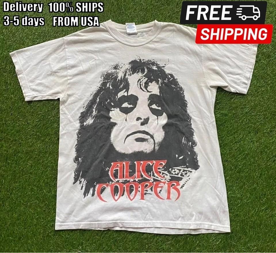 VINTAGE ALICE COOPER BAND TOUR White All Size S to 5XL Shirt Unisex T-Shirt L