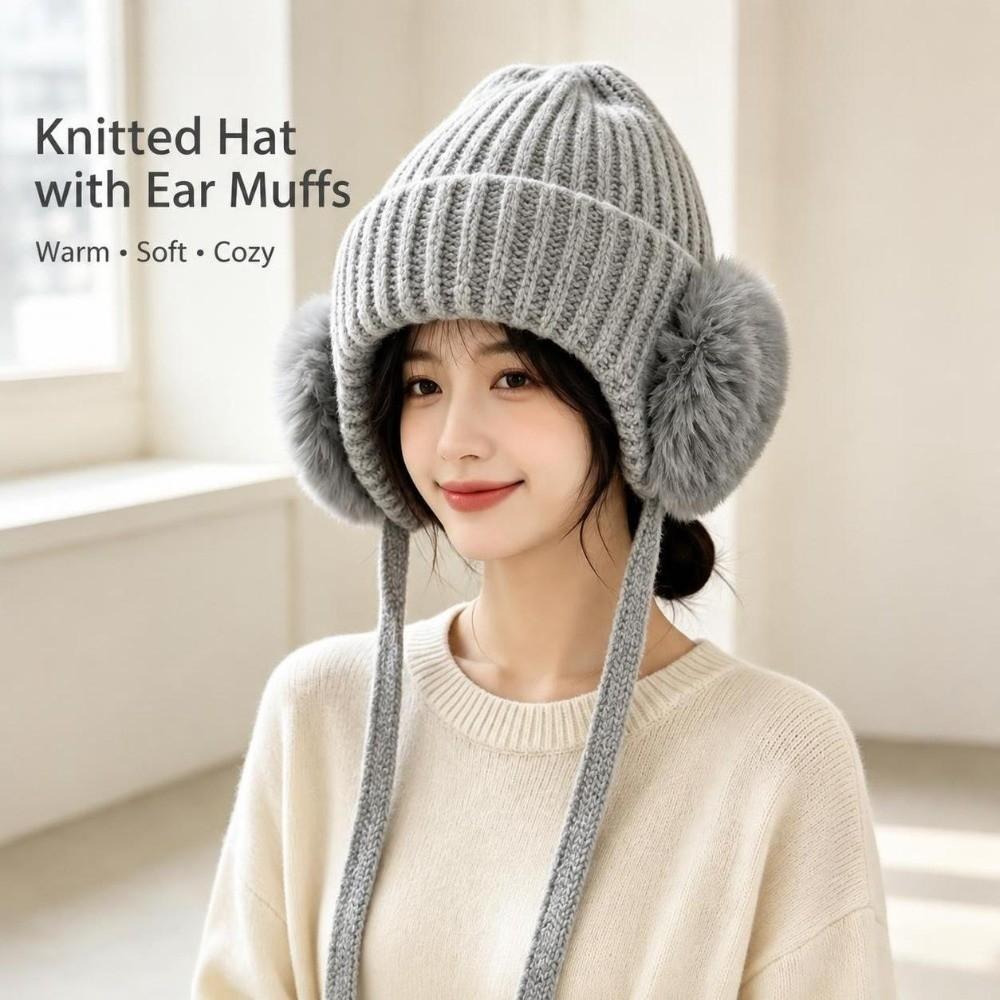 Soft Winter Skullcap Warm Thermal Ski Hat New Knitted Beanie Hat Women