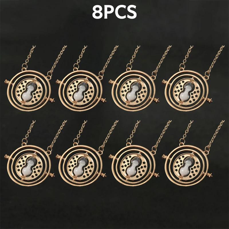 1-10Pcs Harried Time Necklace Timer Hourglass 360 Rotatable Potters Cosplay Props Astronomical Time Converter Magic School Gift