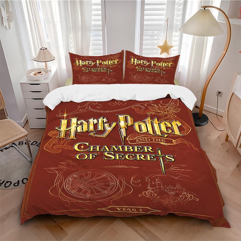 

3pcs Harry Potter Bedding Set, Soft Polyester Duvet Cover and Pillowcases Machine Washable Seasons all suitable 49 135x200cm
