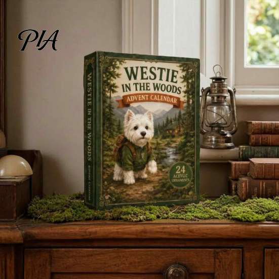Limited Collection Dog Toys Westie in The Woods Advent Calendar, 24-Day Christmas Countdown Animal Theme Blind Box Calendar Figure Set, West Highland