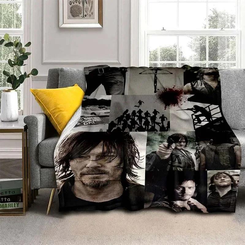 Daryl Dixon Walking Dead Flannel Throw Blanket Soft Warm Blanket for Home Sofa Office Travel Camping Birthday Gift