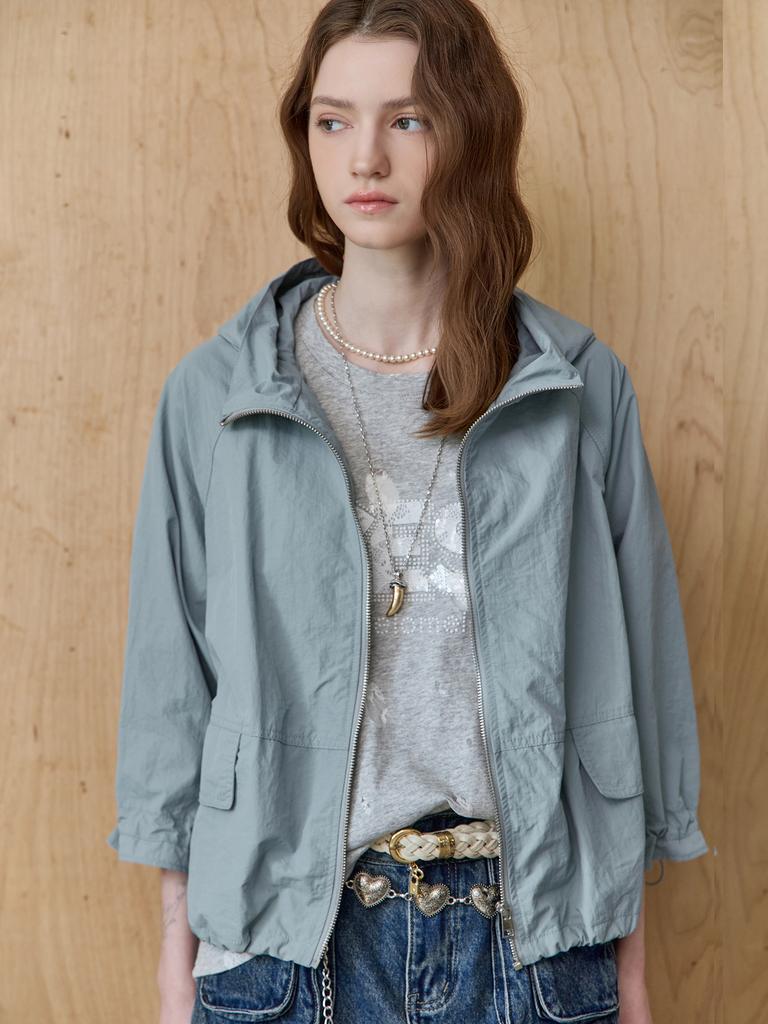 Maxza Flap Pocket Loose Fit Hooded Cropped Field Jumper