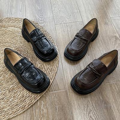 Loafers Women's Fashion Single Shoes Female British Style Retro Small Leather Shoes Commuting Women's Shoes