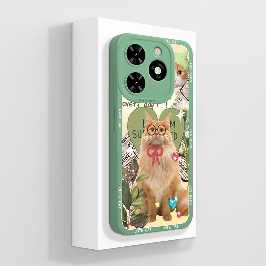 For Tecno Pop 10C Camon 40 Pro Premier Phone Bags Cute Black Cat Patterns Liquid Silicone Anti Fall Durable Premium Protection Cases For Tecno Housing