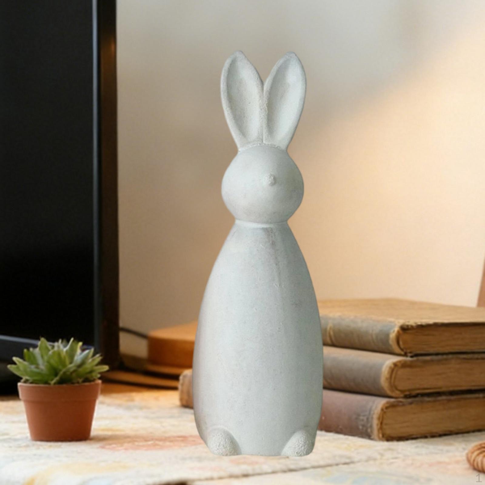 Фигурка Пасхального кролика Милый настольный орнамент Статуэтка для шкафа Полки белый