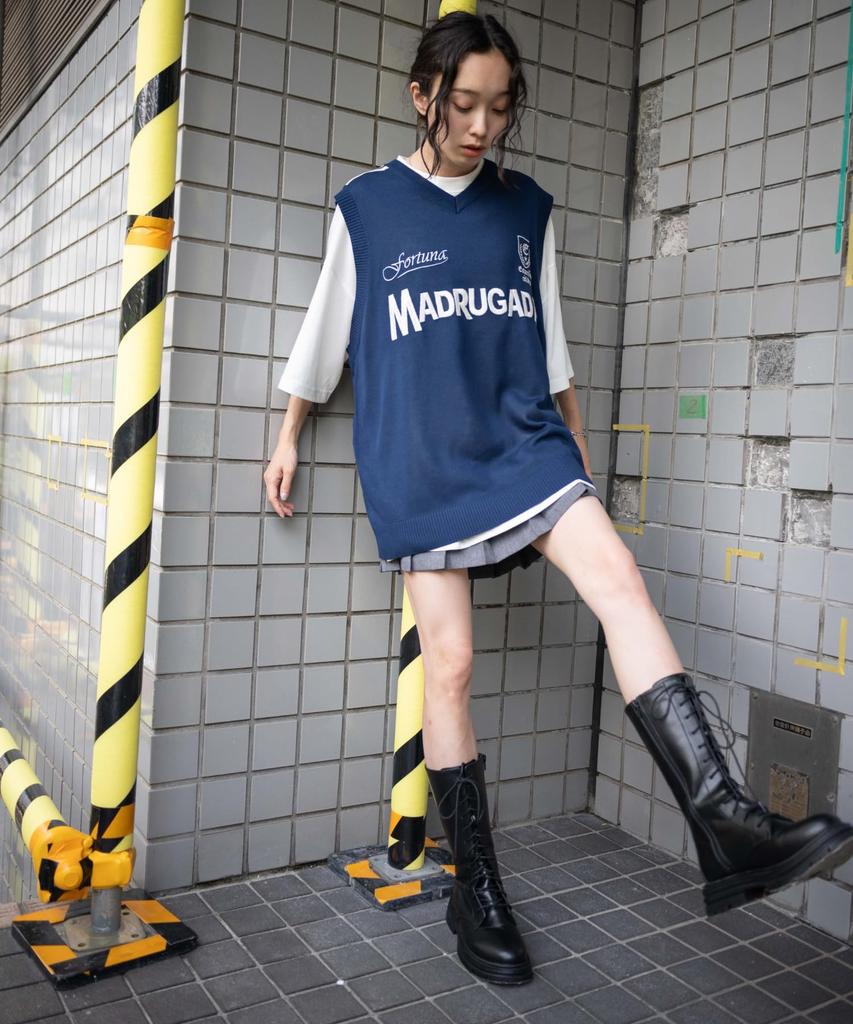 knit ensemble set with inner summer fall navy [WEGO] 2-piece short-sleeve T-shirt, clothing, clothing, clothing, tops, streetwear, sports, gift,