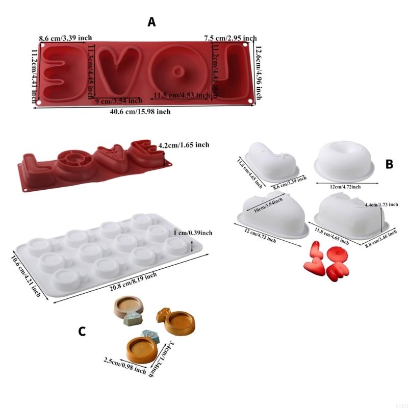 62KD Durable Silicone Molds For Unique Love Letter and Rings Cooking Delights
