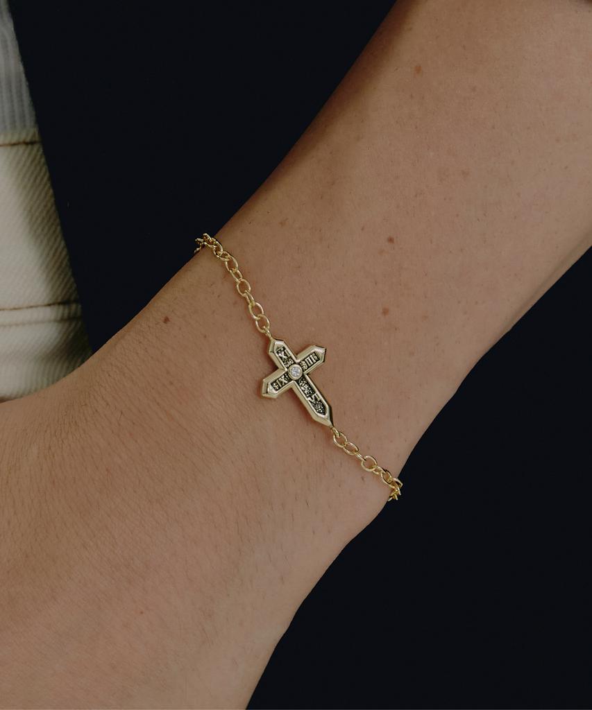 Gaman Unisex Gold Cross Tempus Bracelet