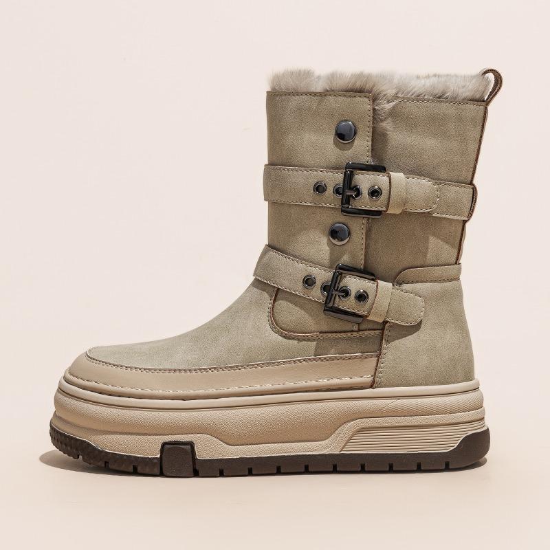 Thick velvet snow boots women's winter new thick sole heightening warm and comfortable Korean version of Internet celebrity versatile short boots