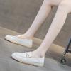 Leather Soft Leather Women's New Beef Tendon Soft Sole Shallow Mouth Lazy Shoes Flat Sole Large Size Women's Doudou Shoes