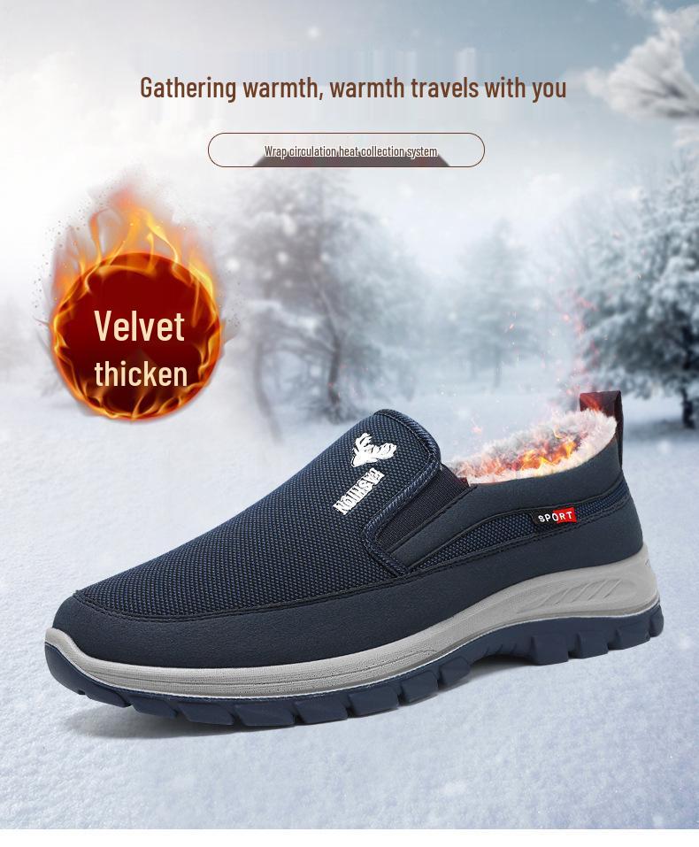 Herren Winter Baumwolle Plus Samt Leichte Wanderschuhe: Warm, lässig, im Stil des alten Peking