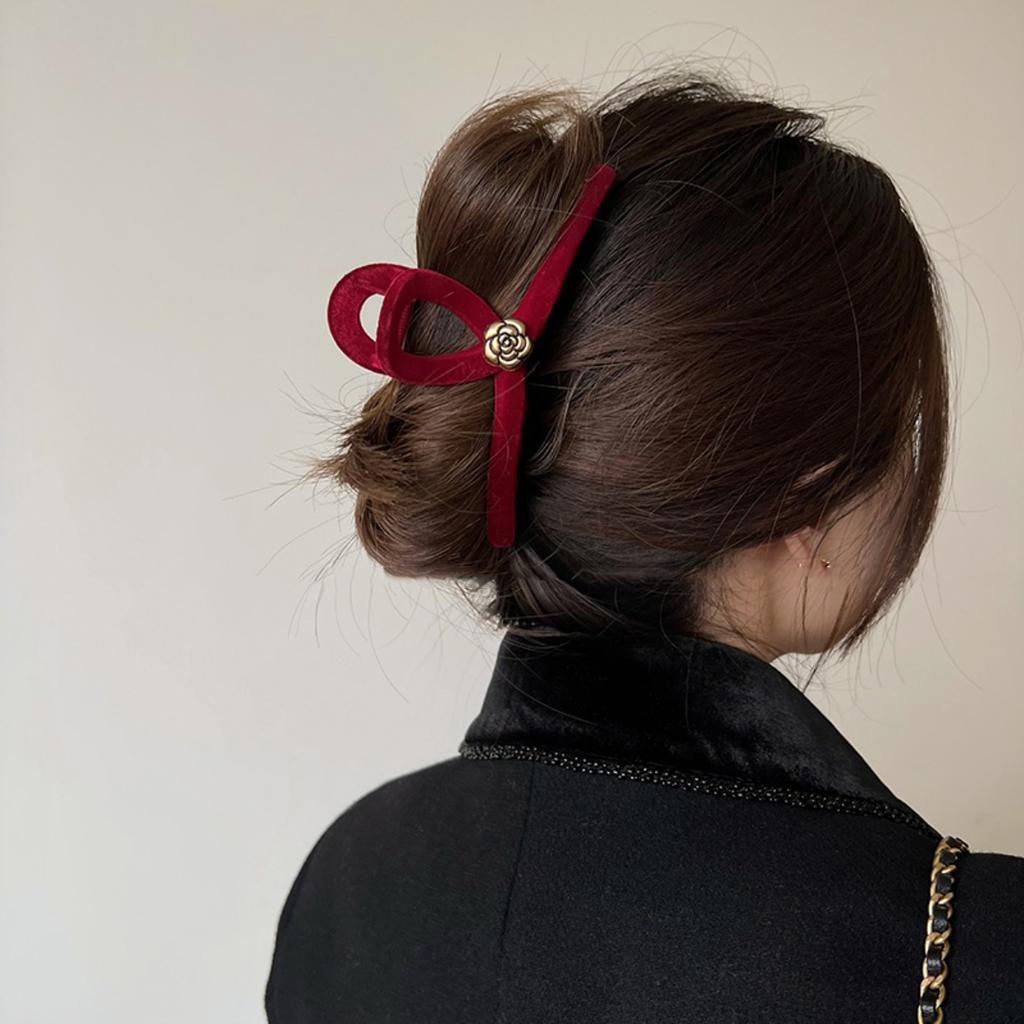 Camellia Flower Double-sided Plush Hair Clip