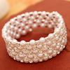 Women Simulated Wide Charm Winding Beaded Bracelets Pearl Multilayer Bangles
