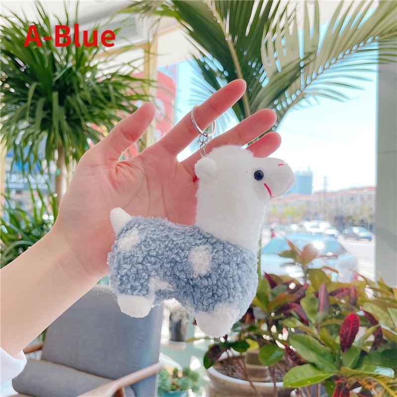 1pcs Soft Cotton Standing Alpaca Toys Stuffed Plush Doll Key Chain Animals Keychains Women Bags Cute Creative Gifts