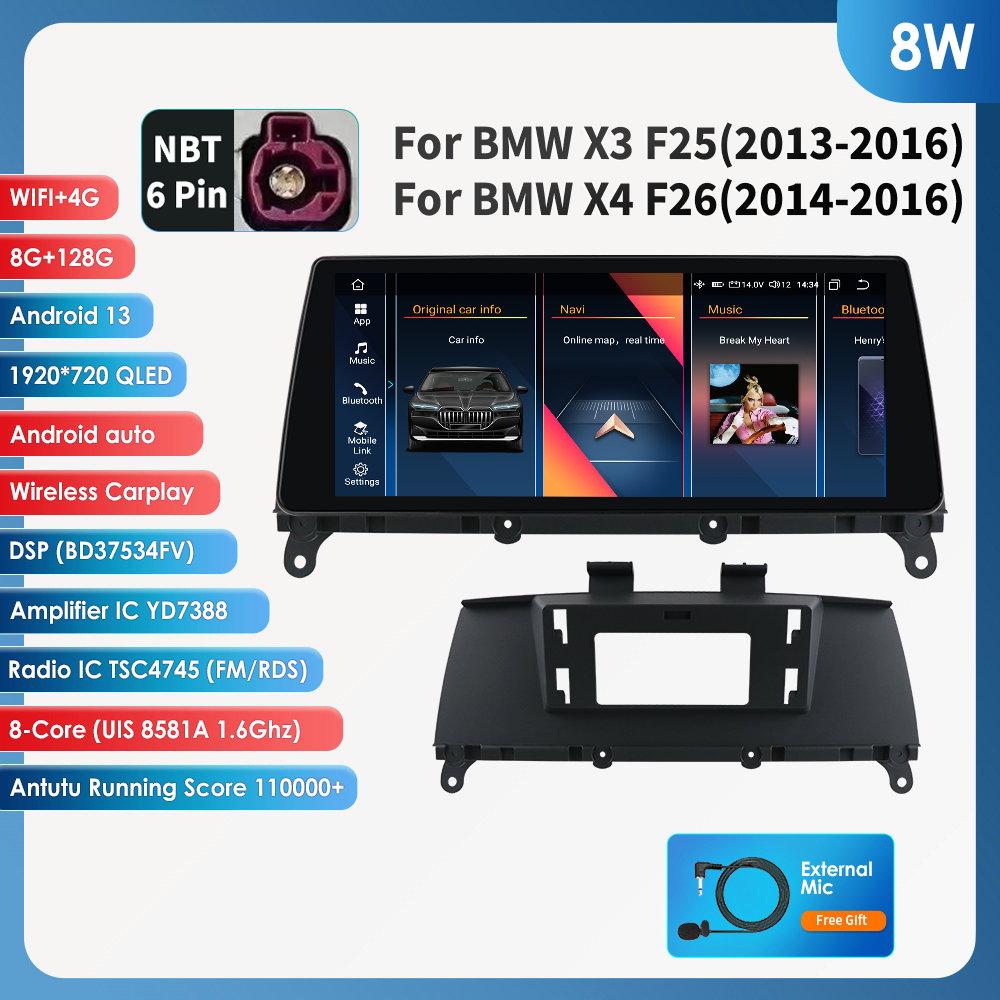 OSSURET Odtwarzacz radia samochodowego Android dla BMW X3 F25 F26 X4 CIC NBT Android Auto Radio Carplay Multimedia Wideo GPS WIFI Autoradio Inteligentny ekran DSP