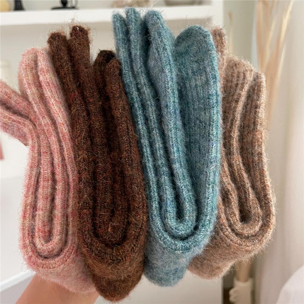 Autumn Winter Thermal Women Socks 9% Wool Cashmere Thicken Warm Long Socks Japanese Style Knitting Harajuku Homewear Crew Socks