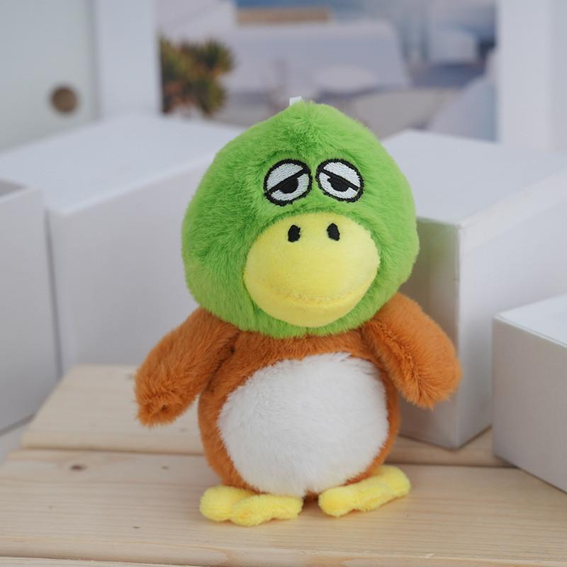 Cute Plush Duck Keychain Fluffy Pp Cotton Stuffed Animal Adorable Accessory BrownGreen