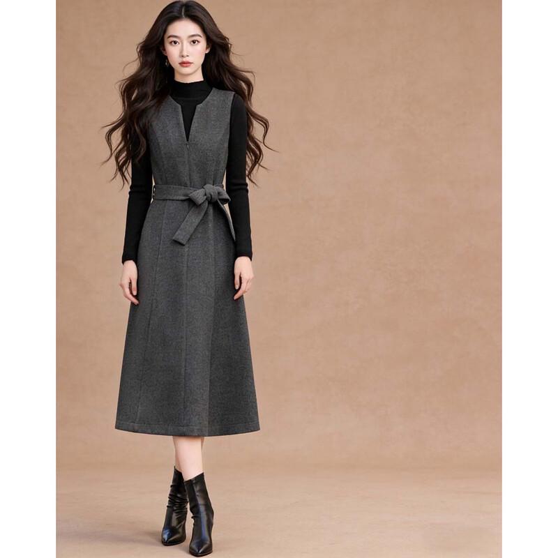 D.F.DEAR 2026 Spring High-Neck Top & Sleeveless V-Neck Dress Two-Piece Set