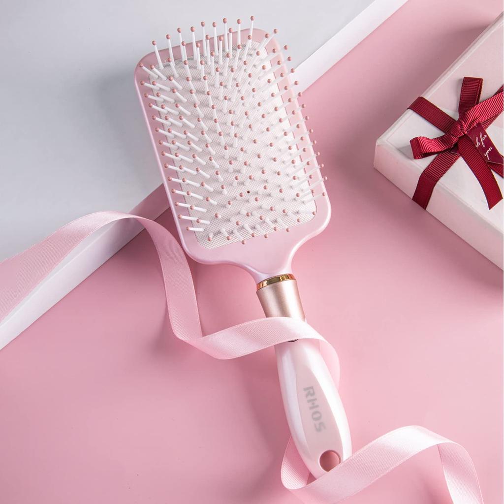 RHOS Haarpaddel, verbessert die Kopfhaut, sowohl bei nassem als auch bei trockenem Haar, Geschenkbürste, Bürste, Qualität, Pflege, Kamm, antistatisch, glatt, Anwendung, Damen, Herren, Geschenk