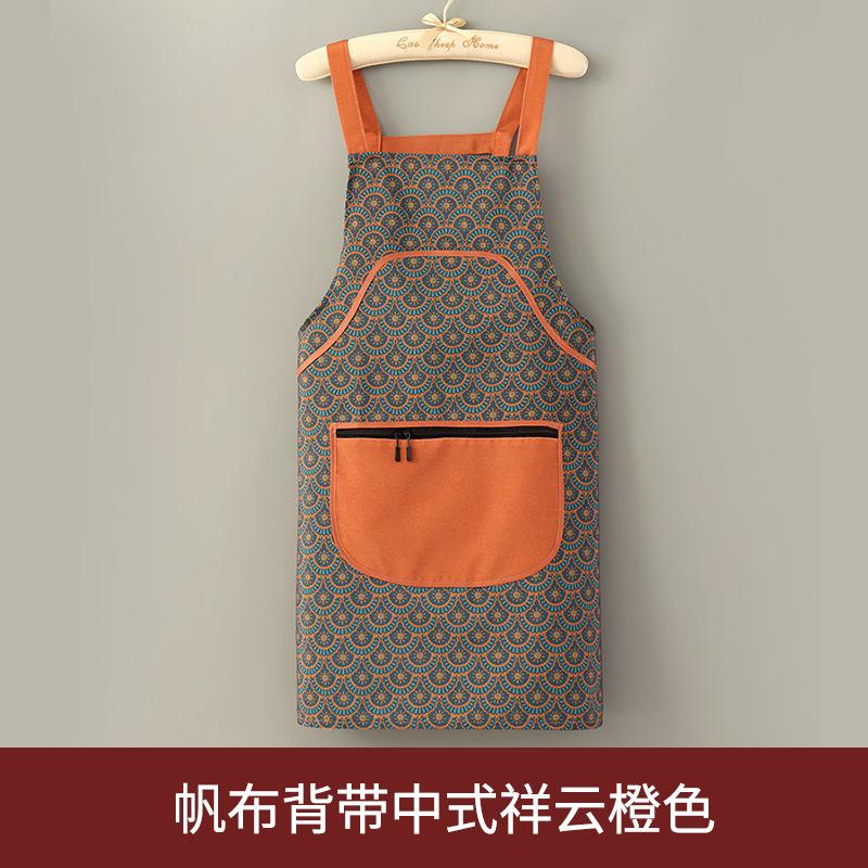 

Retro Chinese home apron cooking thickened work wear-resistant and anti-fouling canvas cotton smock long sleeve fashion waist