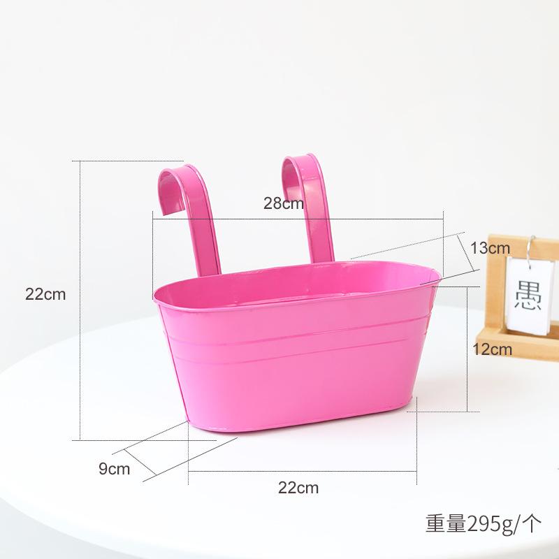 4 Pack Multipurpose Hanging Flower Pots Metal Iron Plant Pot Holders Large Fence Railing Balcony Garden Hanging Bucket Planters