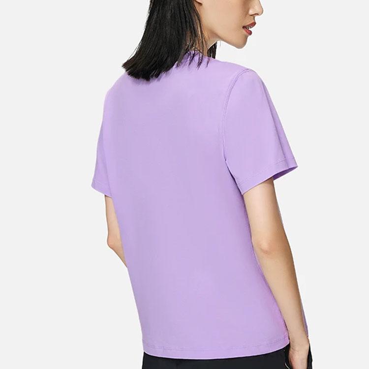 Li Ning Sports Trend Series Solid Color Logo Pendant Round Neck Short Sleeve T-Shirt Women Tops Purple AHSS710-3