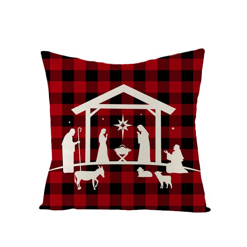 

Рождественская наволочка Рождественская подушка Полиэстер Мультяшный принт Праздничный Дом Диван Чехол для подушки 45 * 45Cm (without pillow core)
