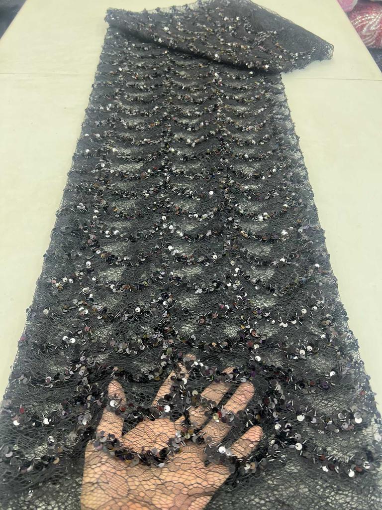 African Lace Fabric 2026 High Quality Lace with Sequins Mesh French Tull Lace Fabric for Wedding Nigerian Lace Fabrics Material