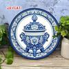 Vintage Blue White Porcelain Floral Metal Sign 7.8 Inch Round Rustproof Wall Decor For Cafe Beach Home Plate Art