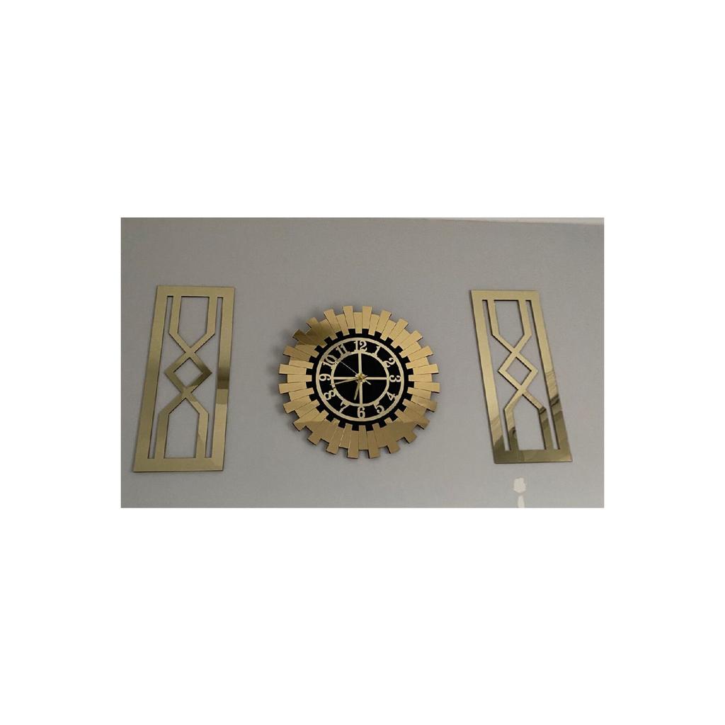 Dekorative Wanduhr Gold, 3er-Set, 60 cm, stilvolle türkische Ziffernuhr, moderne 30 x 70 cm Sanduhr-Gemälde
