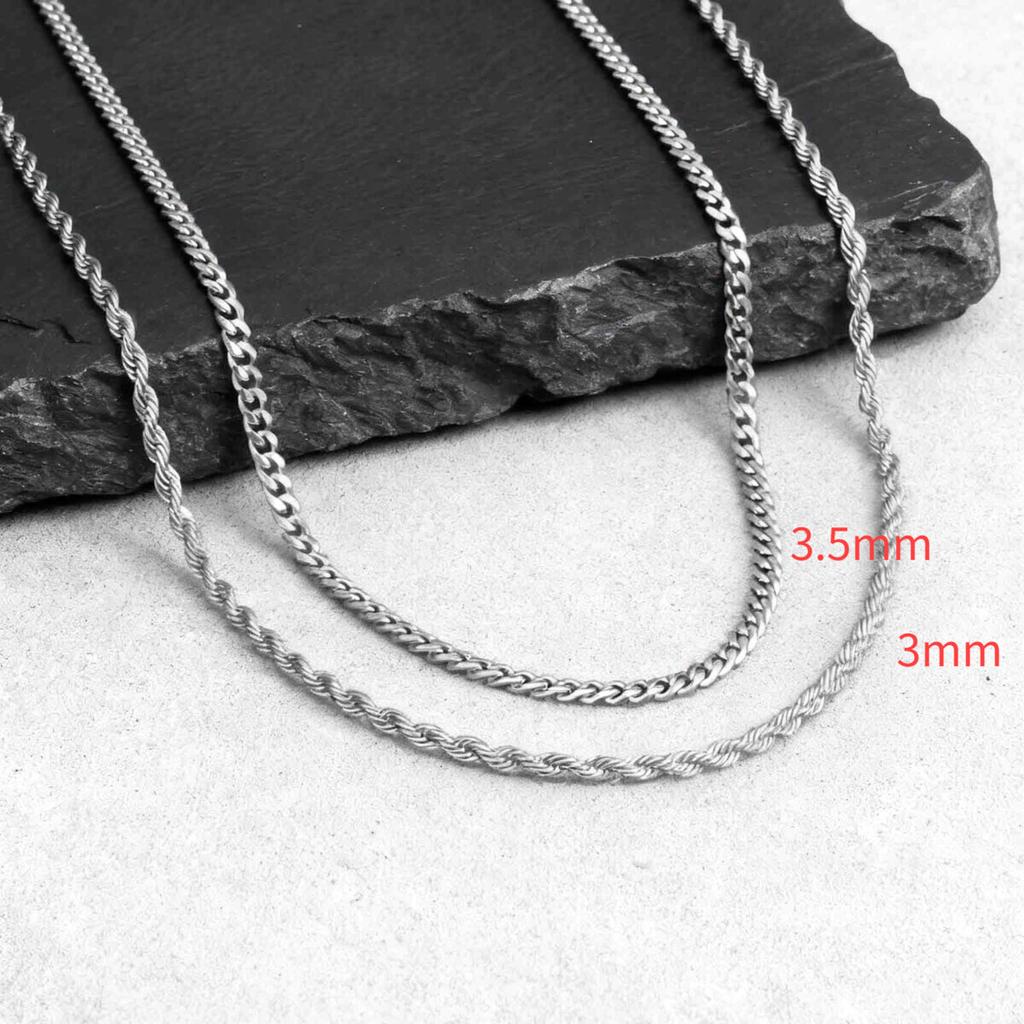 2pcs Trendy Chain Necklace for Men Boys,Stainless Steel Silver Gold Color Cuban Chain Collars,Box Chain Twisted Rope Chain Gift