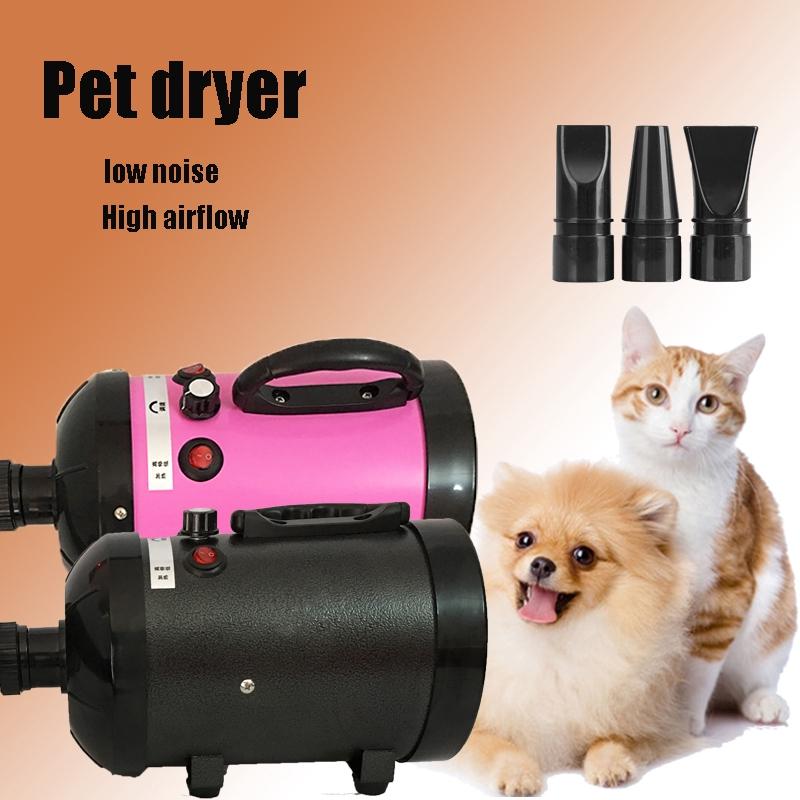 Uscător de păr pentru îngrijirea animalelor de companie 220V reglabil cu zgomot redus Câine Pisică Îngrijire Încălzitor Suflantă Uscătoare Roz/Albastru 2800W