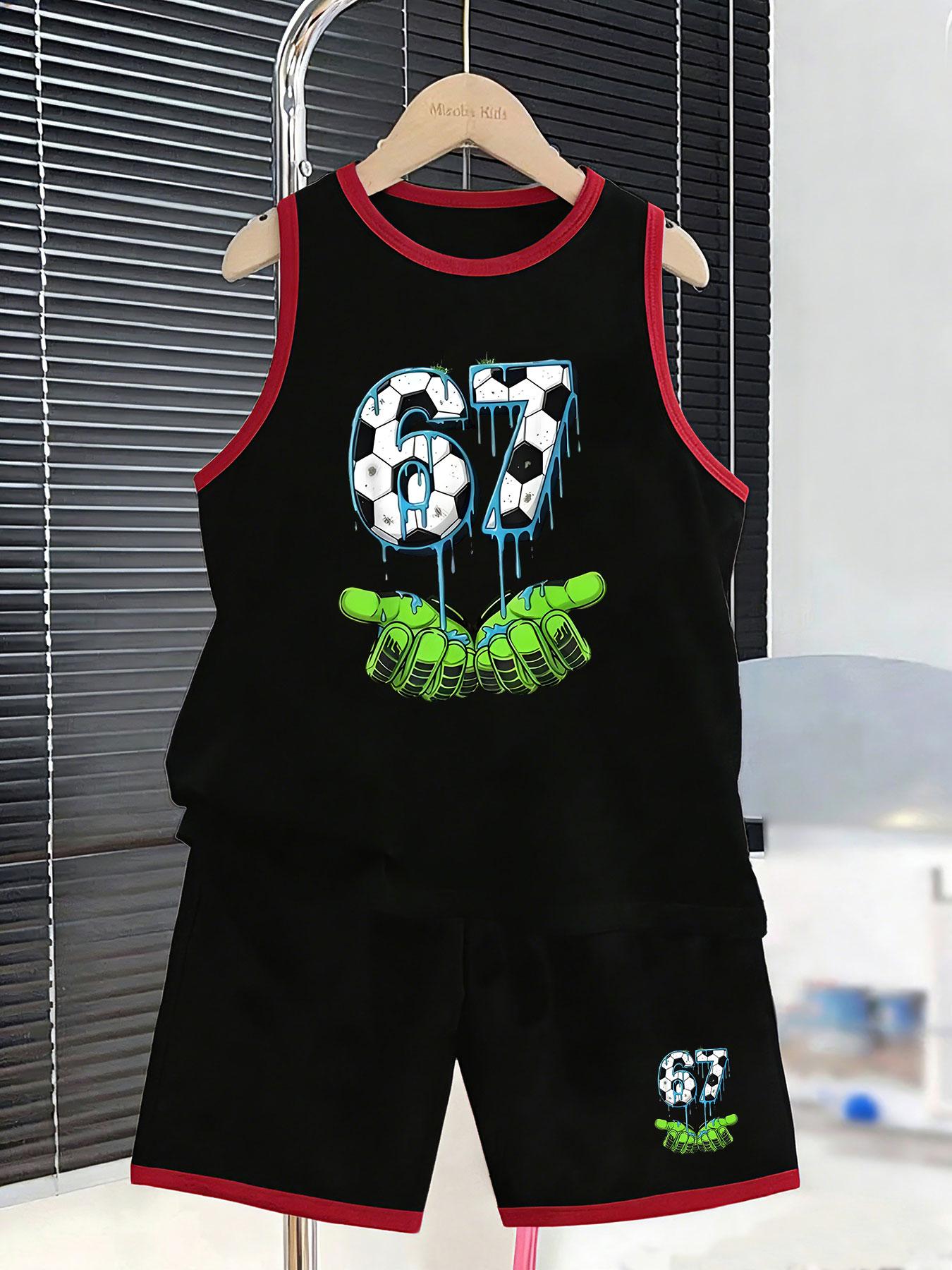 

Boys dynamic football glove and number printed outfit. Sporty modern design, flexible fabric for football activities and daily wear. 2-3Y