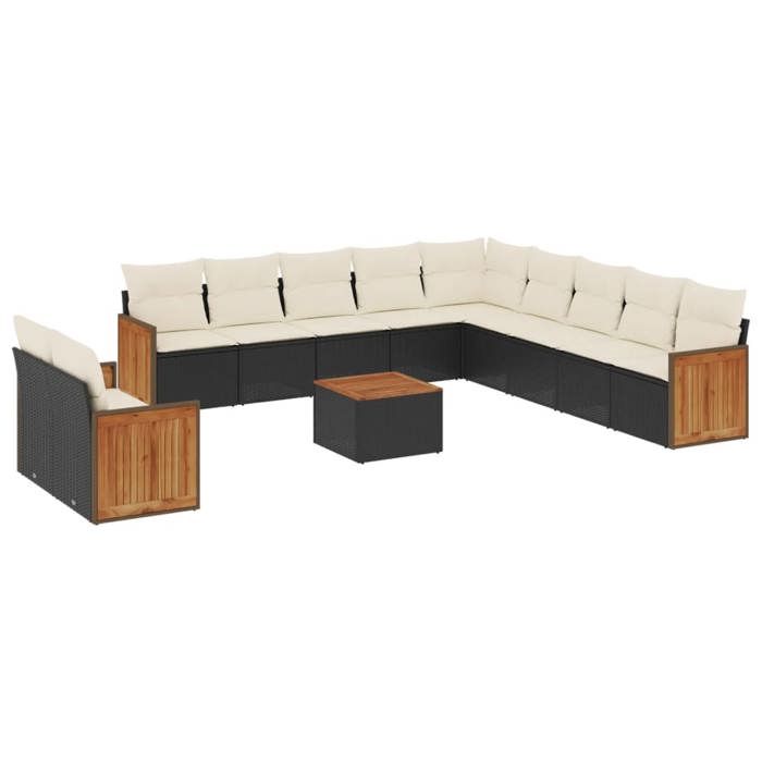 VidaXL Salon de Jardin avec Coussins 12 pcs, Canapés de Terrasse, Ensemble de Meubles de Patio, Mobilier d'Extérieur, Noir 3227813