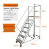 Wheeled Mobile Ladder with Guardrail, Anti-slip Platform for Safe Warehouse Stocking