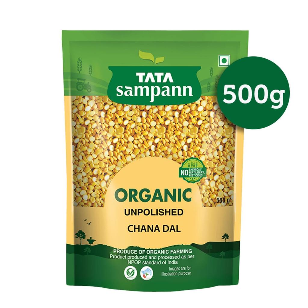 TATA Sampann Organic Unpolished Chana Dal 500g Pack Of 1 High Protein Fiber Rich Lentils