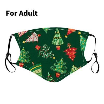 Women Men Christmas Themed Printing Washable Face Cover Anti-fog Dustproof Water