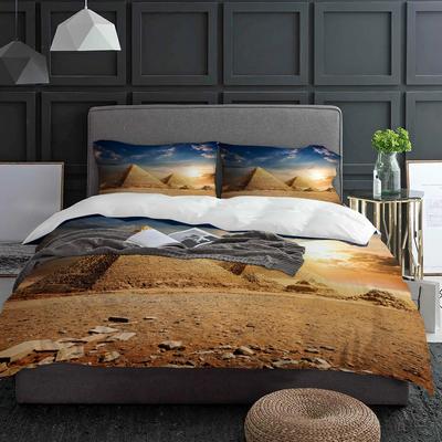Pyramiden Vögel Sonnenuntergang Blauer Himmel Bettwäsche-Set 3-teilig Bettbezug Kissenbezug Kinder Erwachsene Steppdeckenbezug Doppelbett-Set Heimtextil